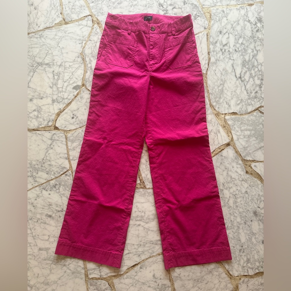 J Crew pink high-rise patch-pocket wide-leg pant size 28